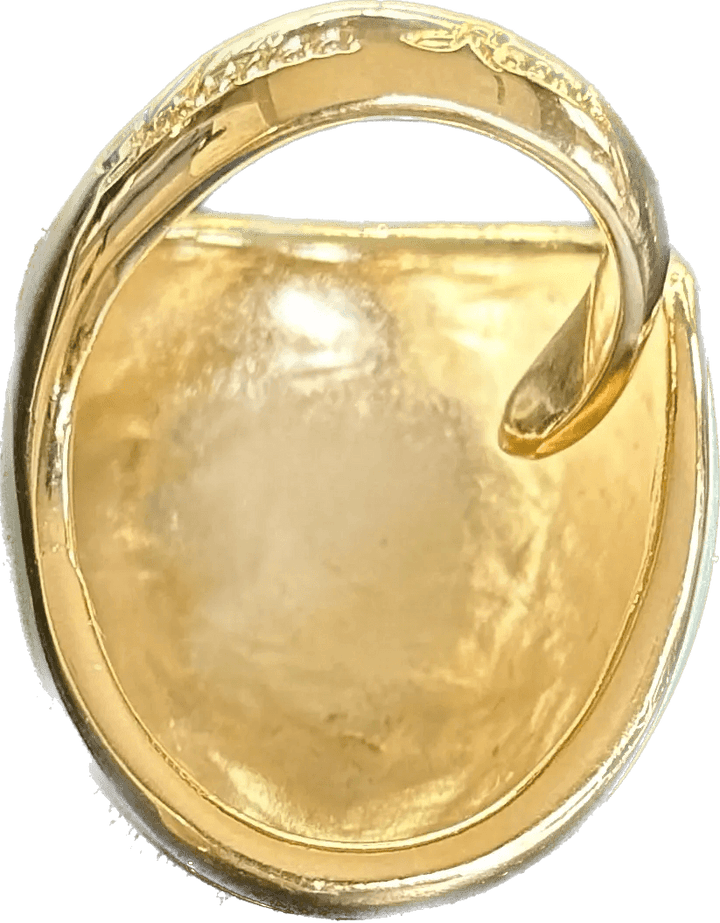 Federica Rossi anello in bronzo laminato oro 18kt con smalto verde salvia FR.AN.09 - Capodagli 1937