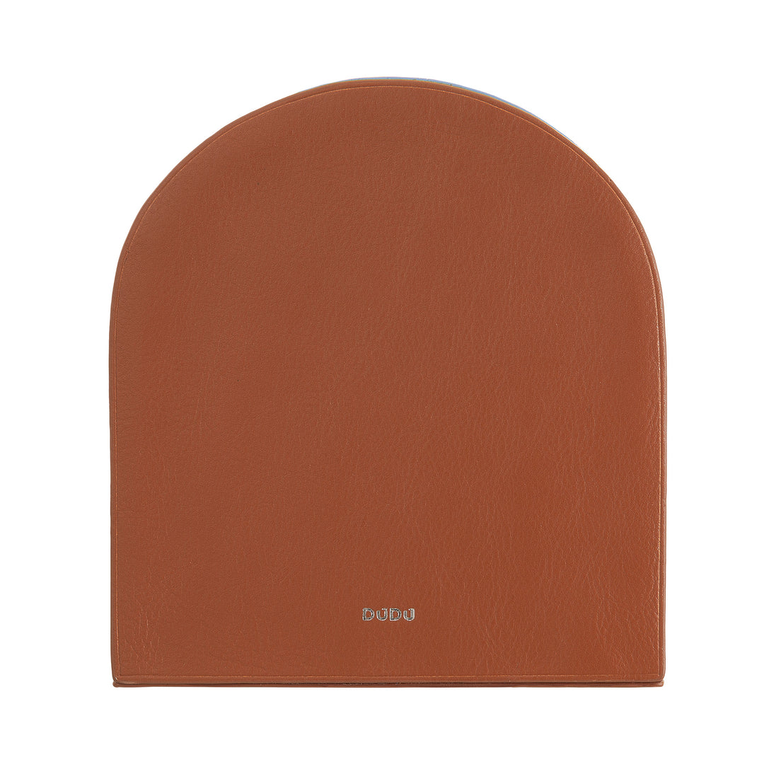 DUDU Fermalibri Decorativo di Design, Reggilibri Rivestito in Vera Pelle Colorata, per Mensole Casa e Scrivania Ufficio