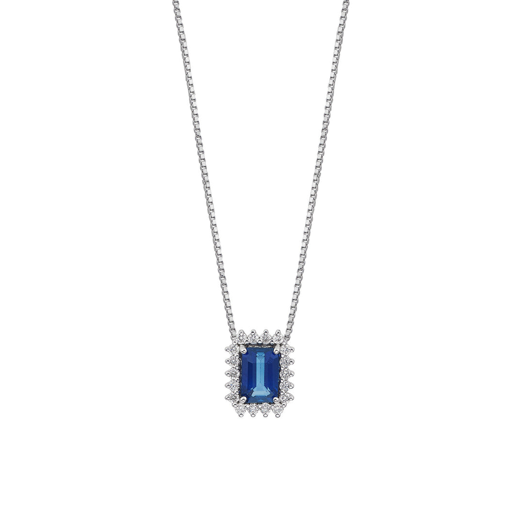 Comete Collana Oro 750‰, Diamanti e Zaffiro blu ottagonale GLB1662