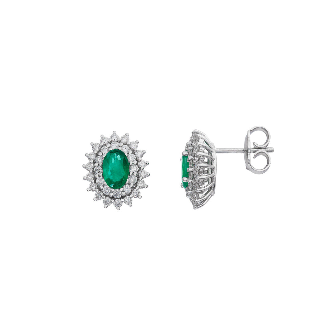 Comete Orecchini in Oro bianco con Diamanti e Smeraldi ovali ORB1107S3