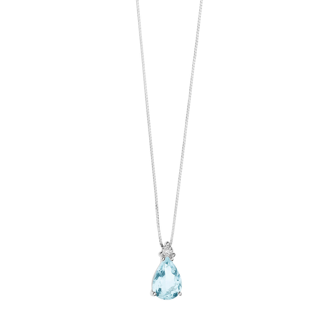 Comete Collana in Oro Diamanti e Acquamarina Goccia GLQ279