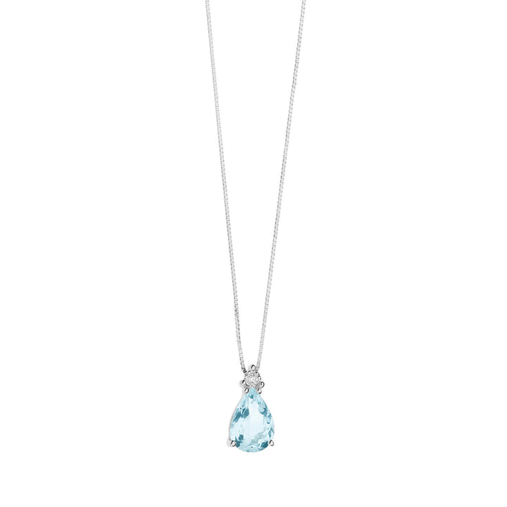 Comete Collana in Oro Diamanti e Acquamarina Goccia GLQ279