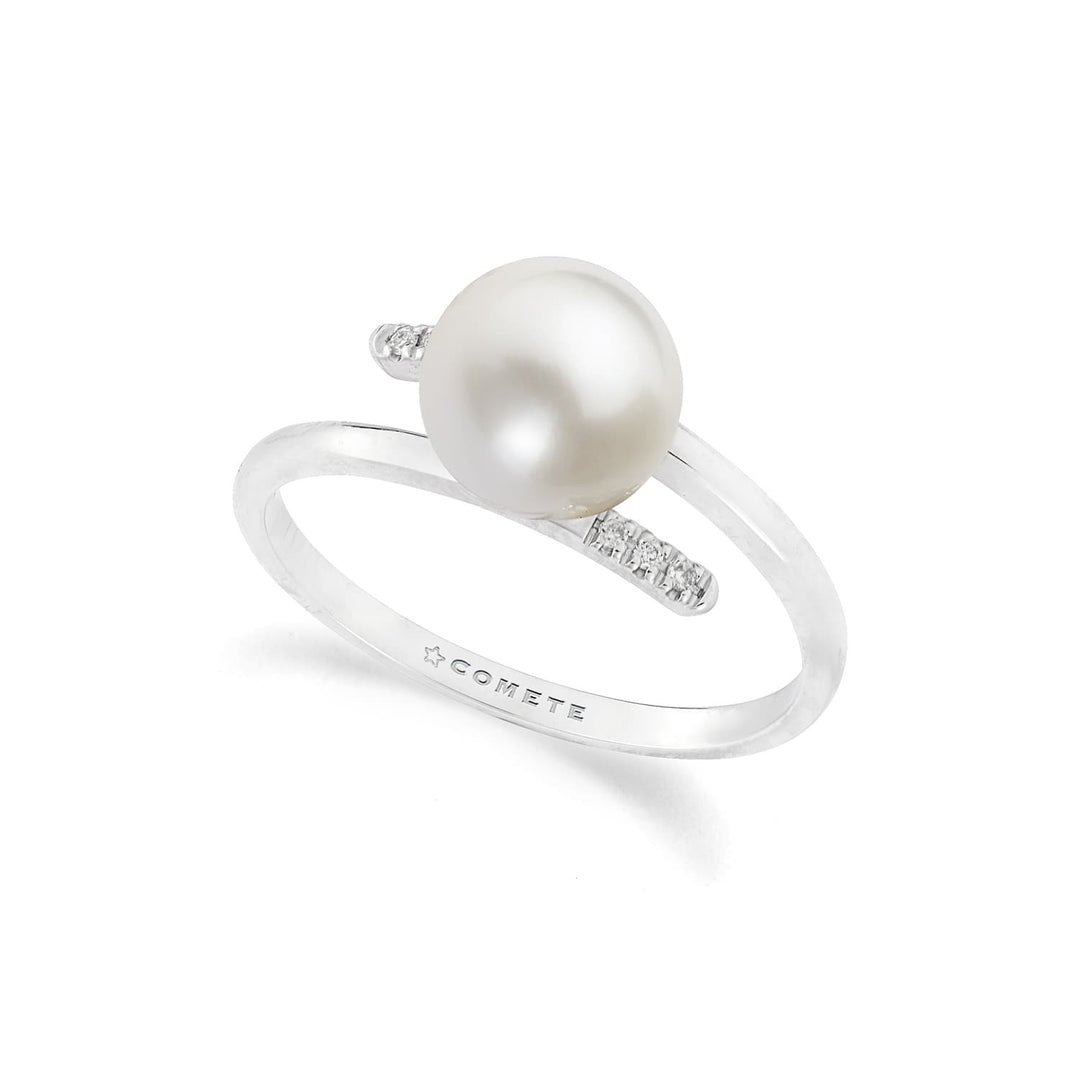 Comete Anello con Perla in Oro bianco 750‰ e Diamanti bianchi ANP416