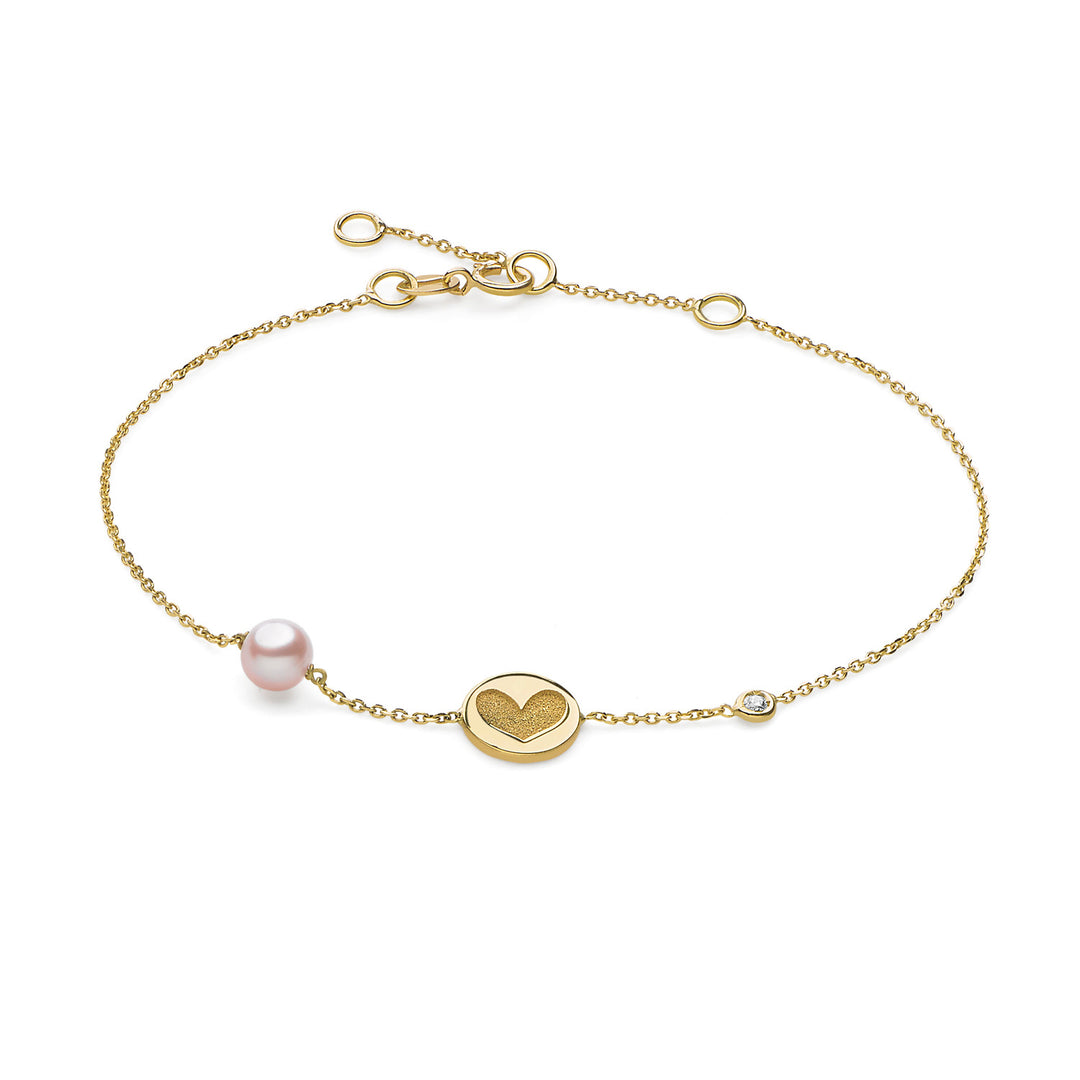 Comete Bracciale Cuore in Oro giallo con Diamanti e Perla BRP161