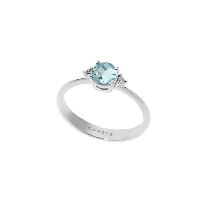 Comete Anello in Oro Diamanti e Acquamarina Tonda ANQ294