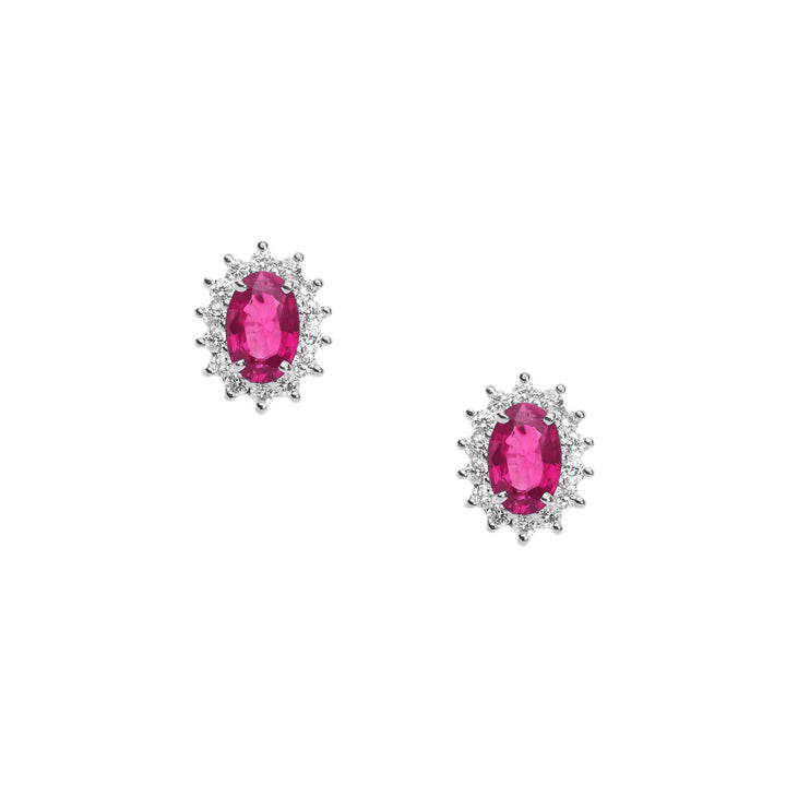Comete Orecchini in Oro Diamanti e Rubino ovali ORB1023
