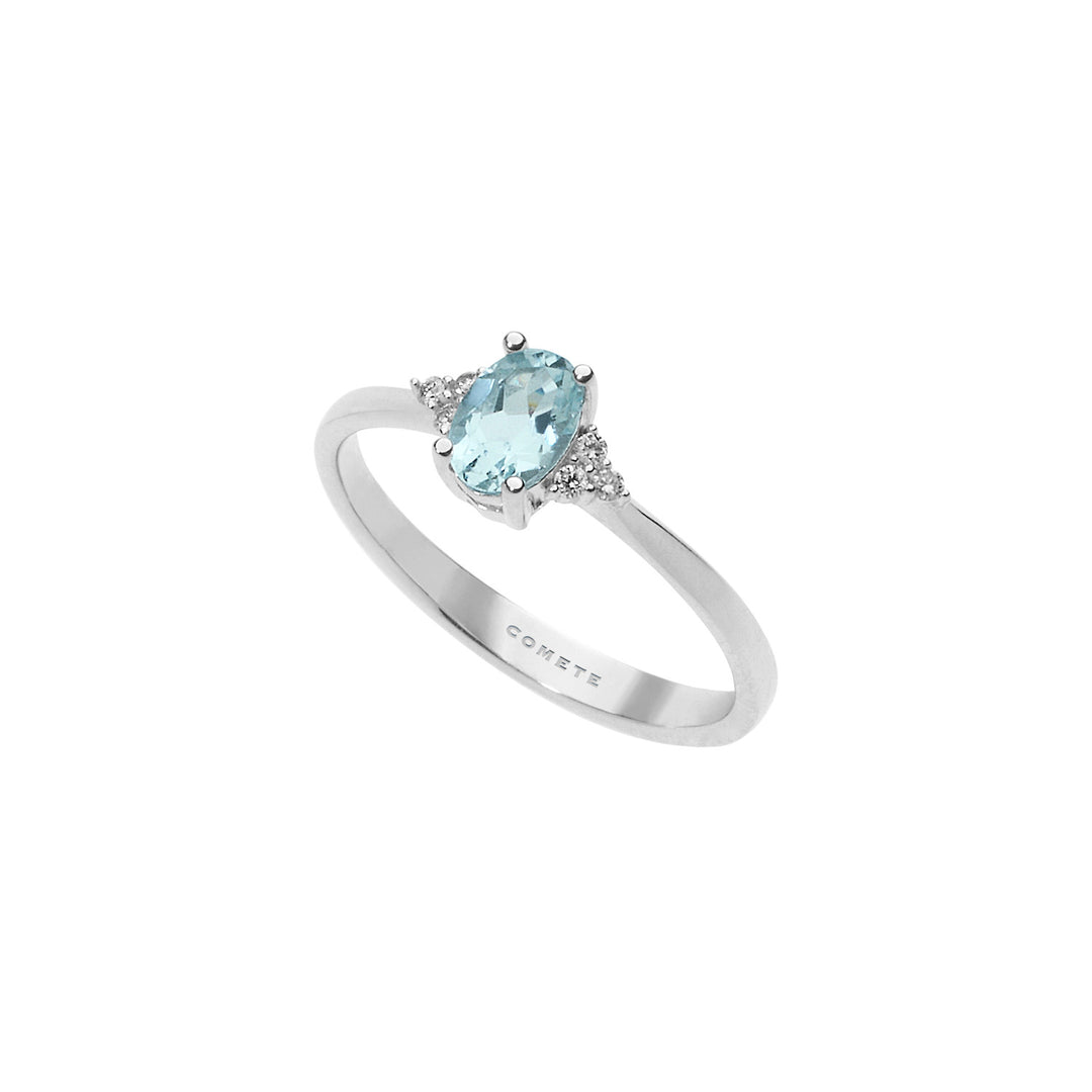Comete Anello in Oro Diamanti e Acquamarina Ovale ANQ291