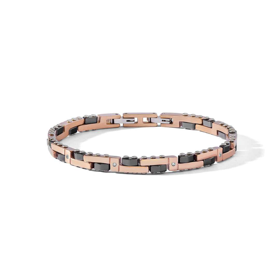 Comete Bracciale in Acciaio, pvd rosè, ceramica nera, diamanti UBR1283
