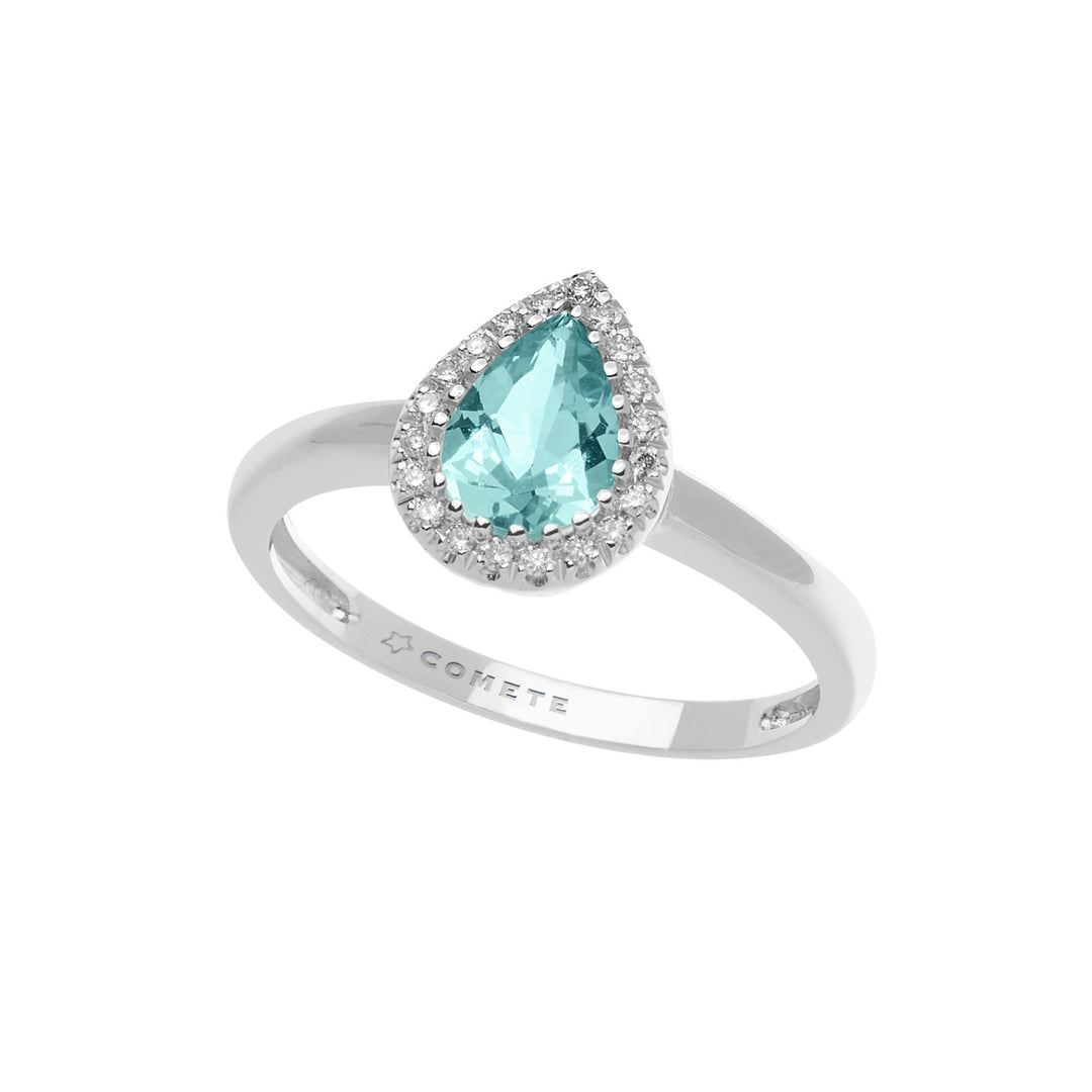 Comete Anello in Oro Diamanti e Acquamarina Goccia ANQ314