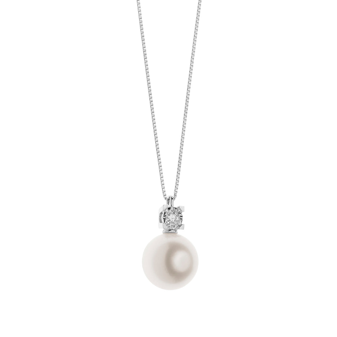 Comete Girocollo Punto luce Perla in Oro e Diamante GLP597