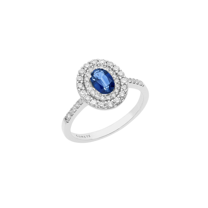 Comete Anello in Oro Diamanti e Zaffiro blu ovale ANB2419