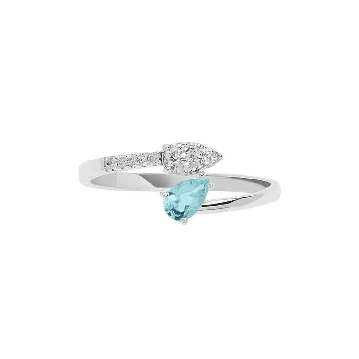 Comete Anello in Oro Diamanti e Acquamarina Goccia ANQ326
