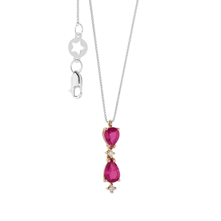 Comete Girocollo in Oro rosa Diamanti e Rubini Goccia GLB1607