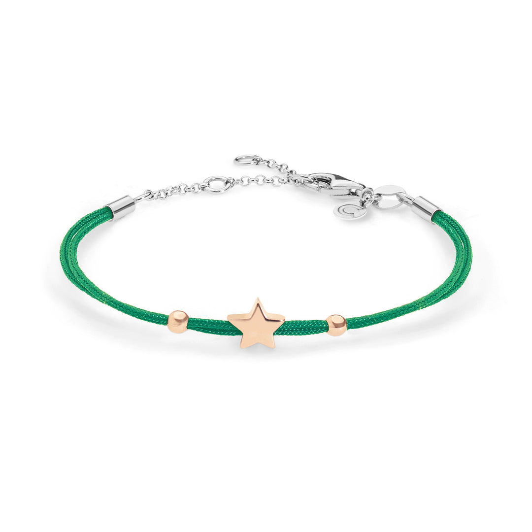 Comete Bracciale Stella in argento cordino verde BRA157