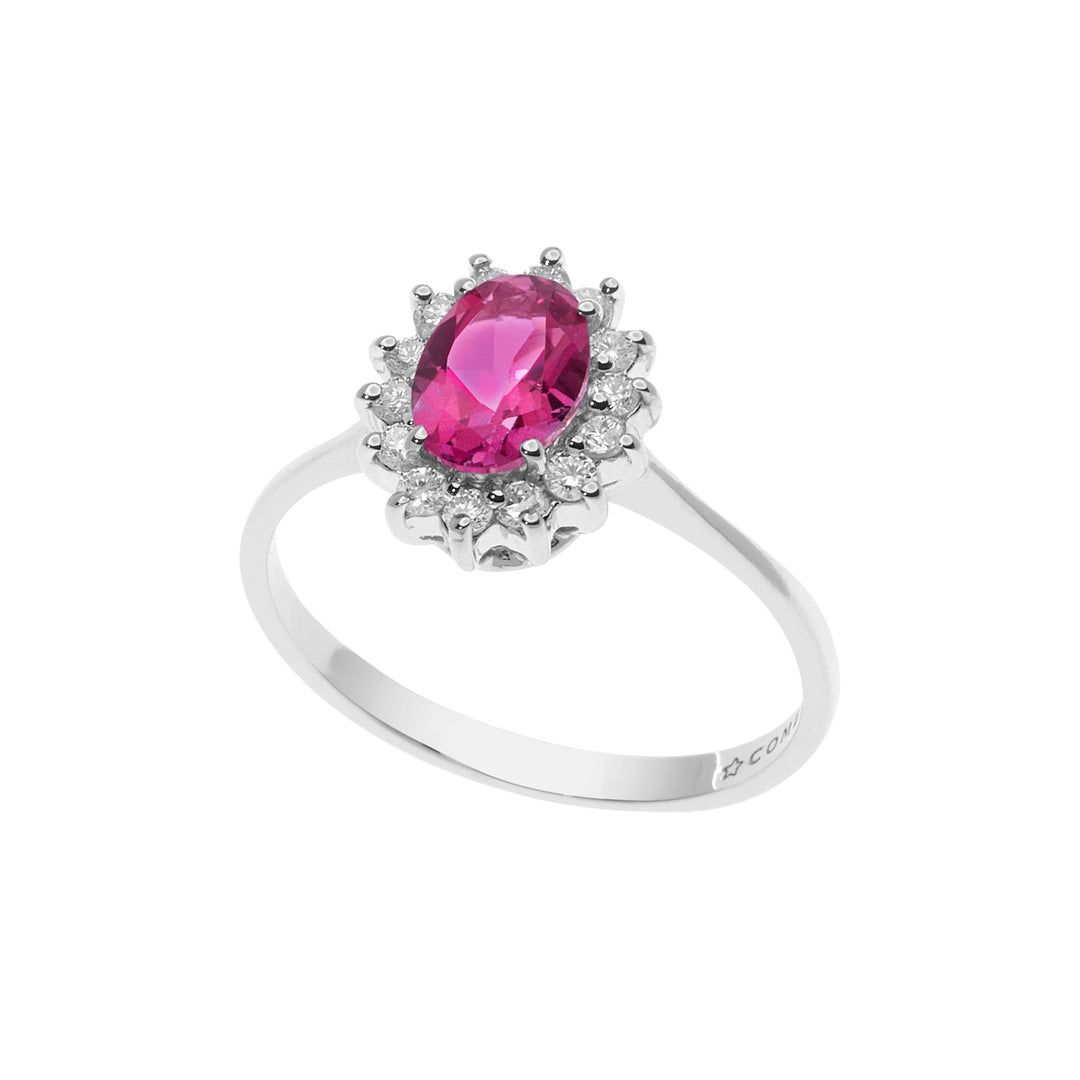 Comete Anello in Oro Diamanti e Topazio Rosa ovale ANB2593