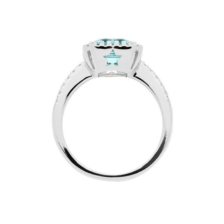 Comete Anello in Oro Diamanti e Acquamarina ottagonale ANQ339