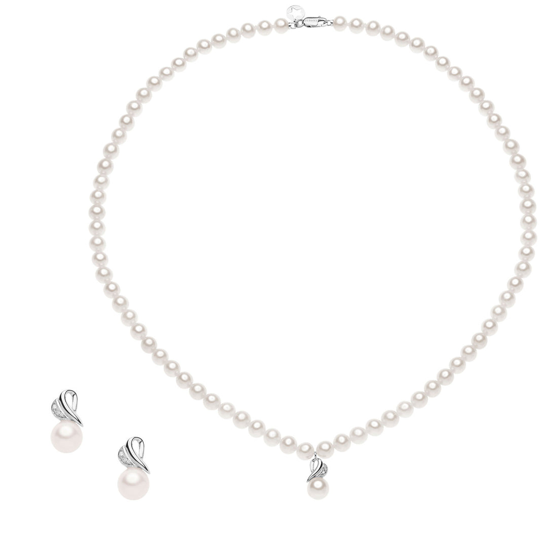 Comete Orecchini e Collana Filo Perle con Perla e Diamanti KIT374761