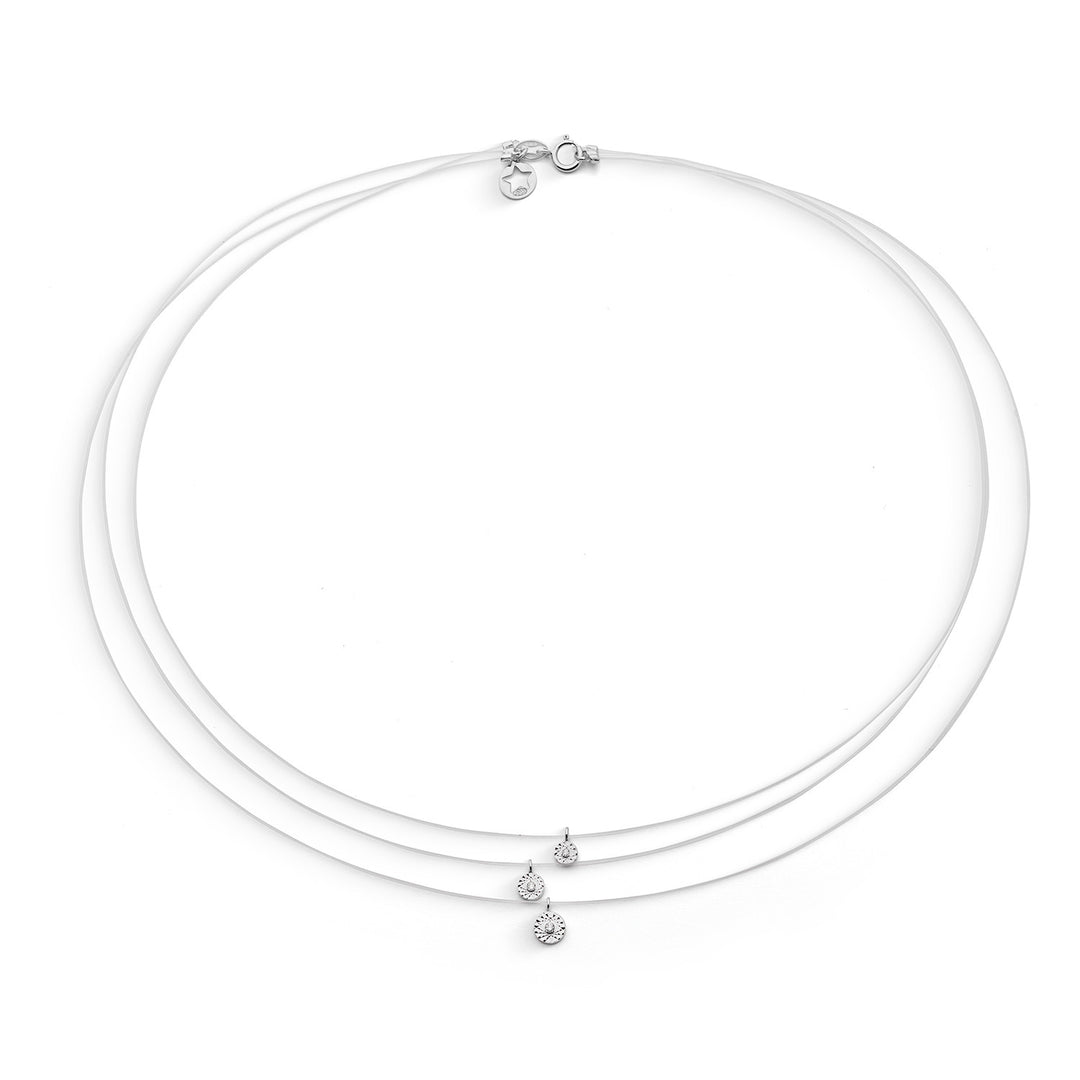 Comete Girocollo in Oro bianco 375‰ con pendenti a goccia e diamanti bianchi KGLB1431