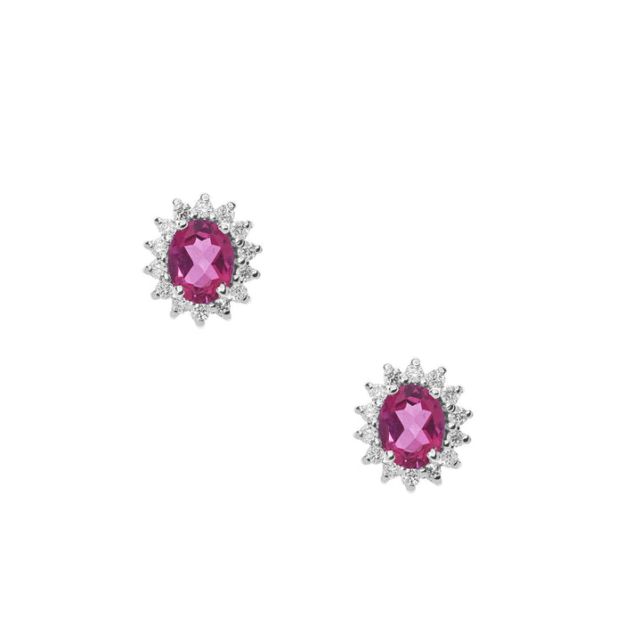 Comete Orecchini in Oro Diamanti e Topazi Rosa ovali ORB1039