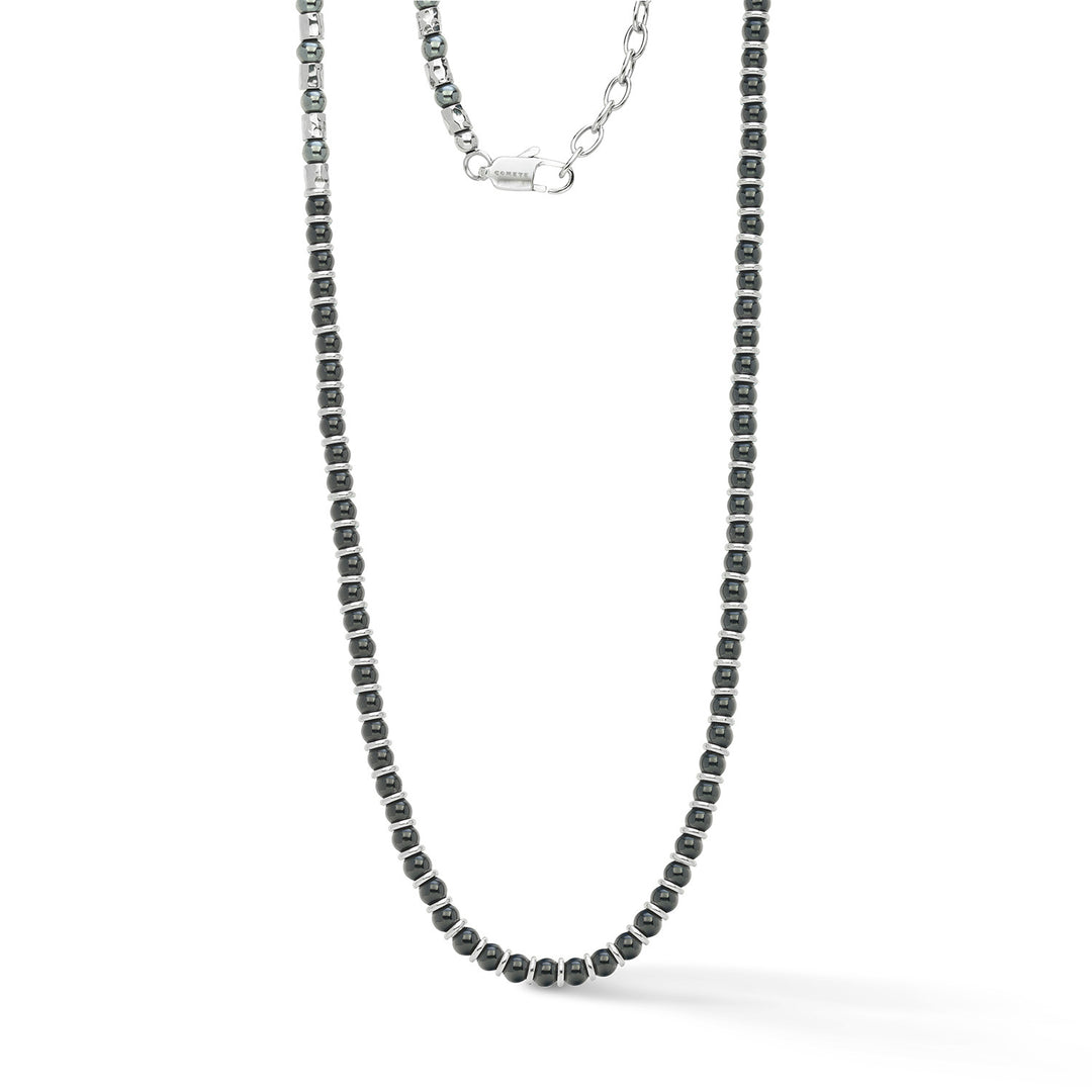 Comete Girocollo in acciaio con onice nero ed ematite UGL776