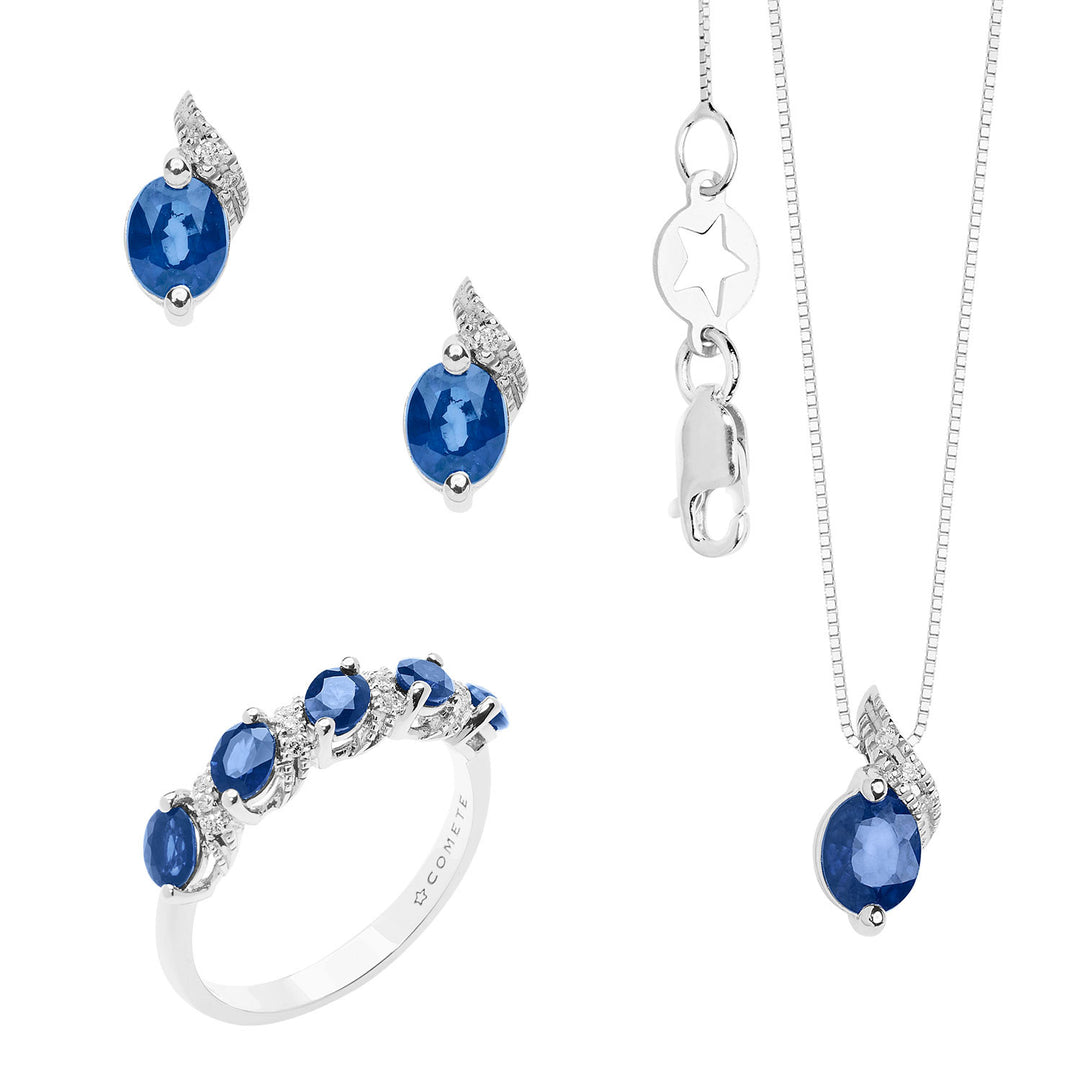 Comete Collana, Anello e Orecchini con Zaffiro e Diamanti Collezione Vittoria KIT163526661086