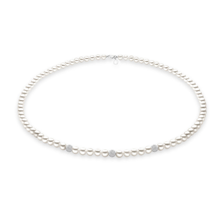 Comete Collana Filo Perle Acquadolce in Oro e sfere Diamantate FWQ191B