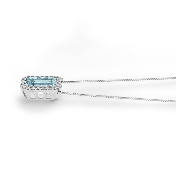 Comete Girocollo in Oro Diamanti e Acquamarina ottagonale GLQ303