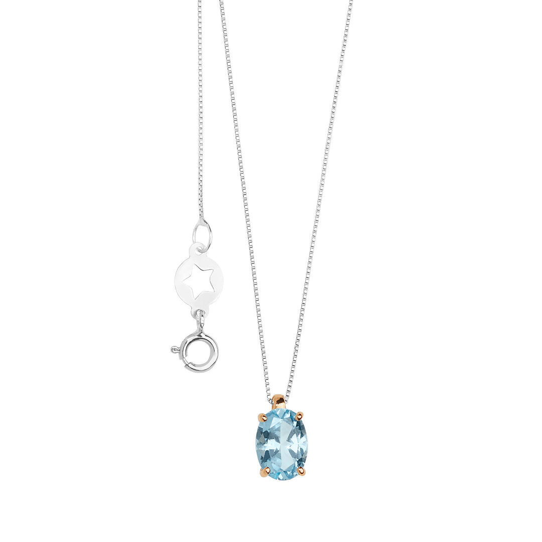 Comete Collana in Oro rosa con Topazio Azzurro Ovale GLB1644