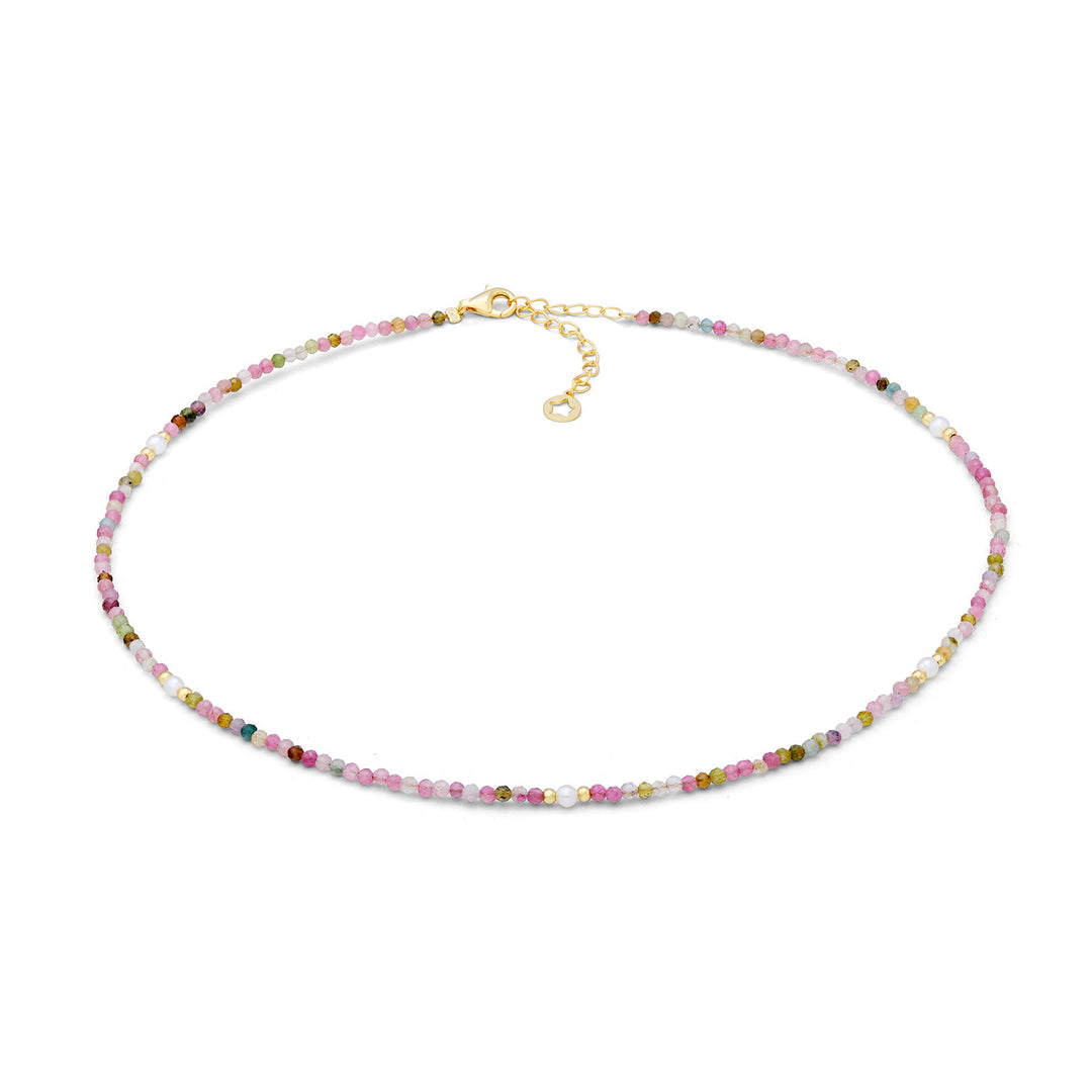 Comete Girocollo in argento 925‰ dorato con tormalina multicolor e perle GLA289