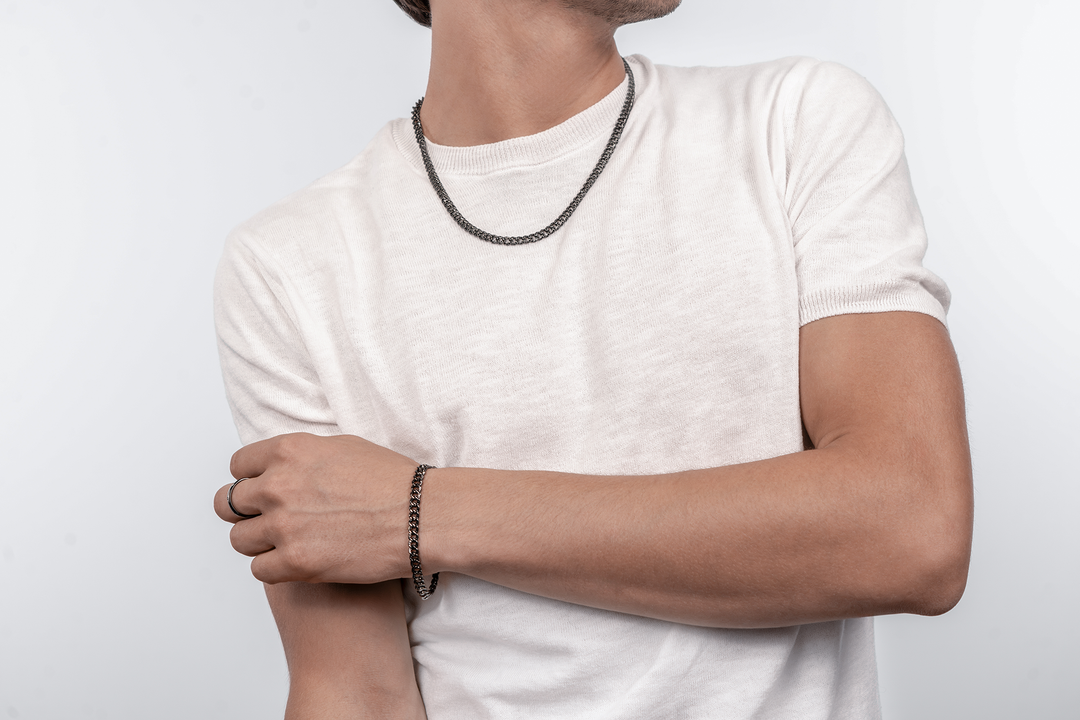 Comete Bracciale in Argento 925‰ rutenio, acciaio pvd nero, zirconi neri UBR1291M17