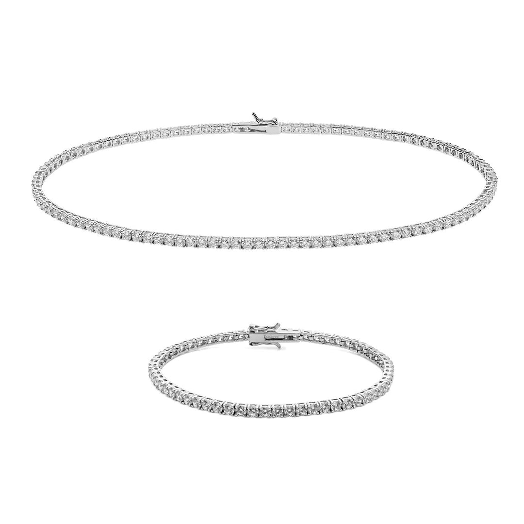 Comete Collana e Bracciale Tennis in Argento con zirconi bianchi KIT738BM45987M19