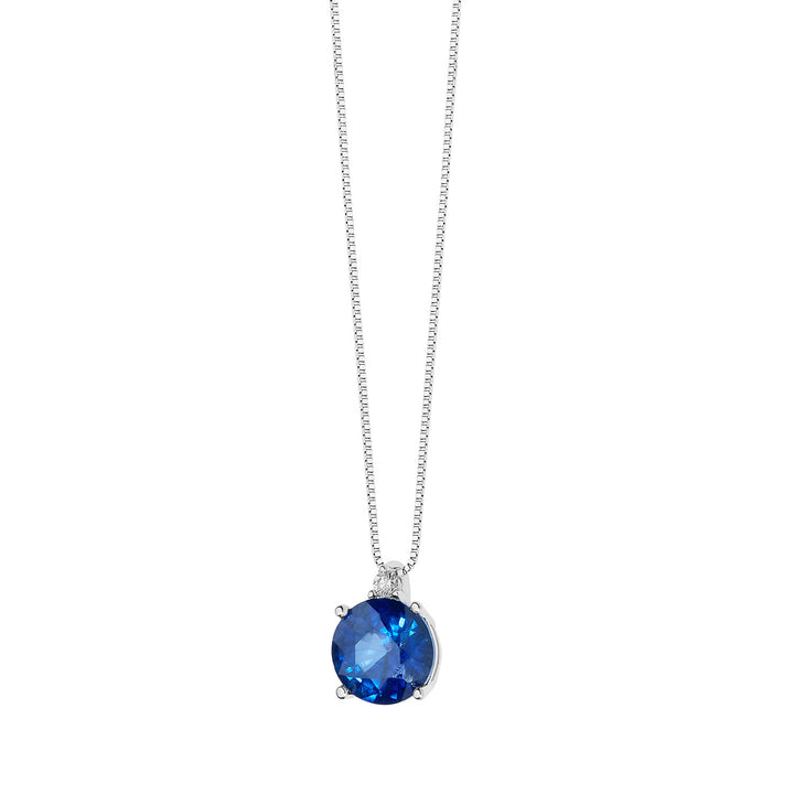 Comete Collana in Oro Diamante e Zaffiro blu tondo GLB1388
