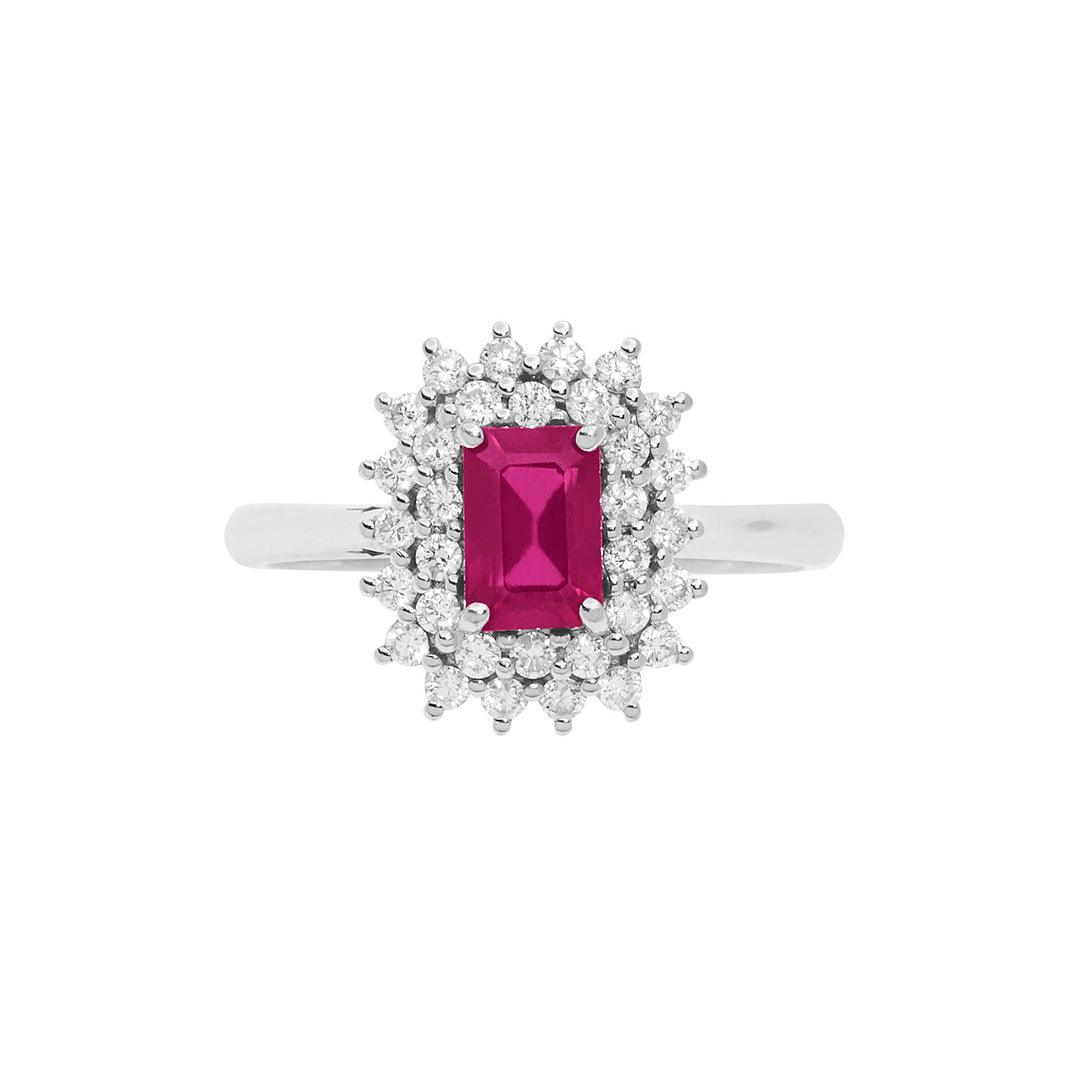 Comete Anello in Oro Diamanti e Rubino ottagonale ANB2624