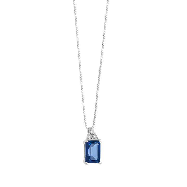 Comete Girocollo in Oro Diamanti e Zaffiro blu Ottagonale GLB1440