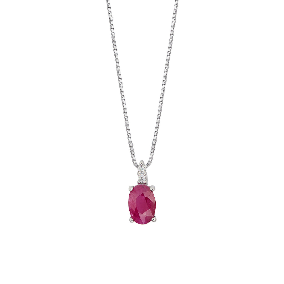 Comete Collana Oro e Diamanti bianchi, Rubino ovale GLB1657