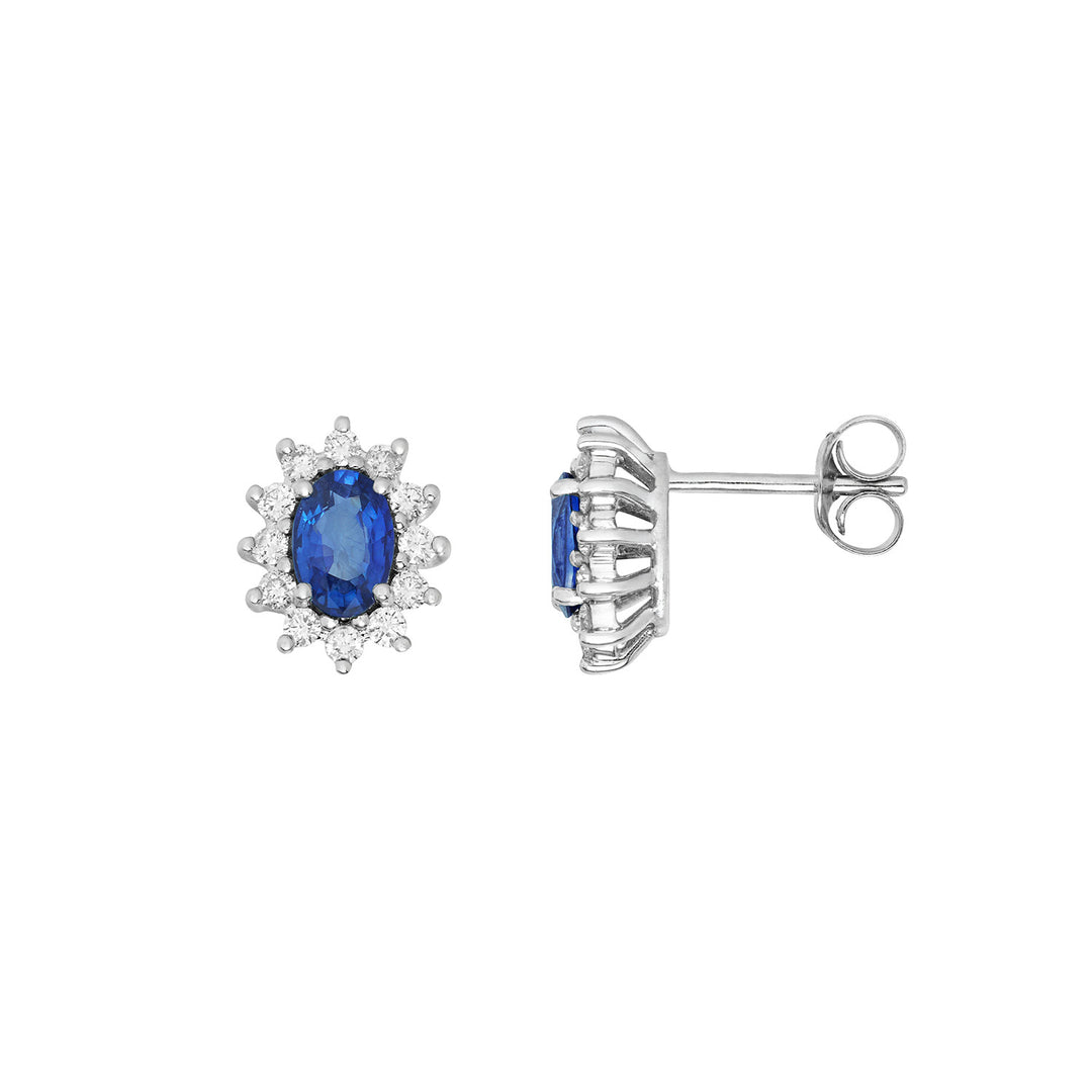 Comete Orecchini in Oro bianco con Diamanti e Zaffiri ovali blu ORB1152