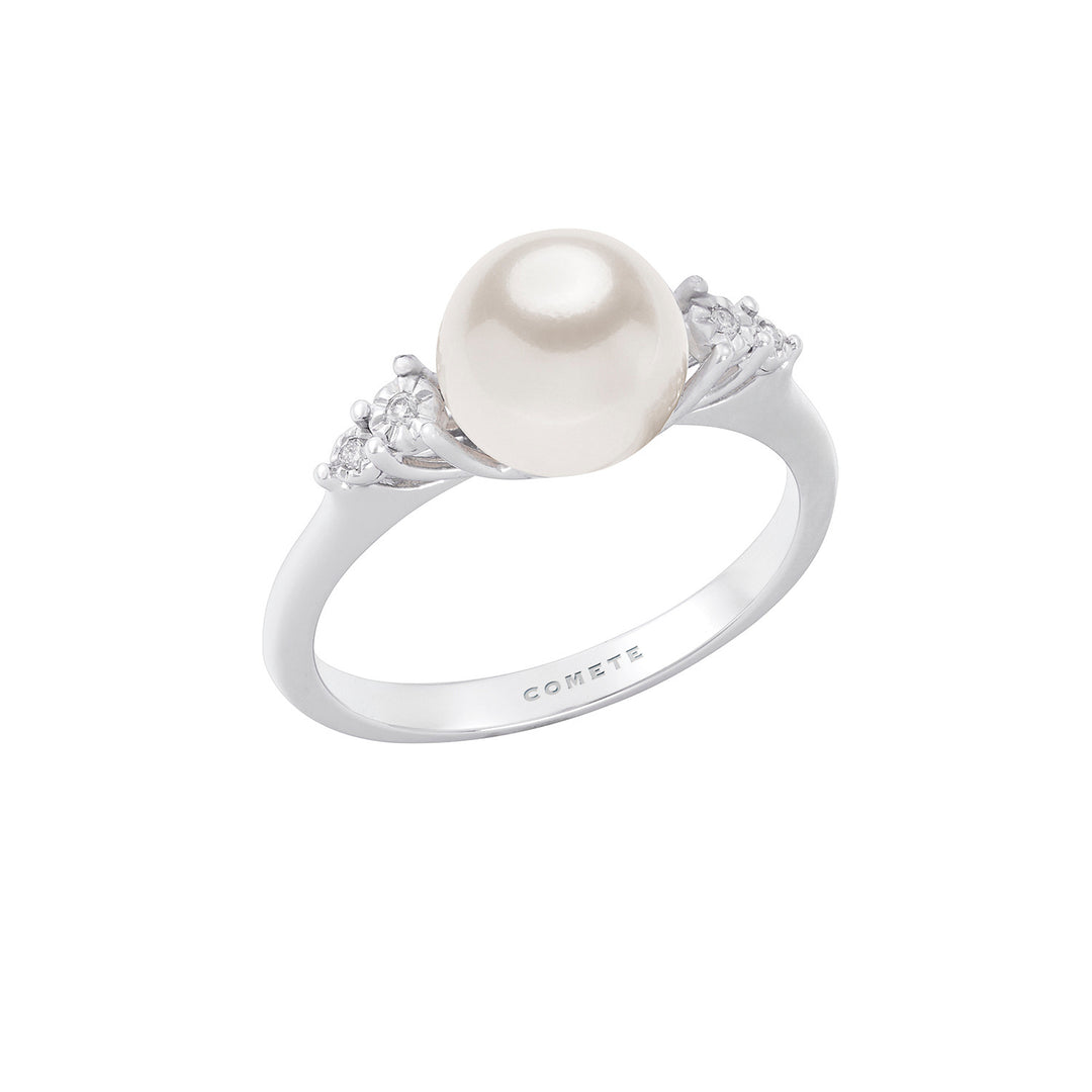 Comete Anello Perla in Oro bianco e Diamanti ANP413