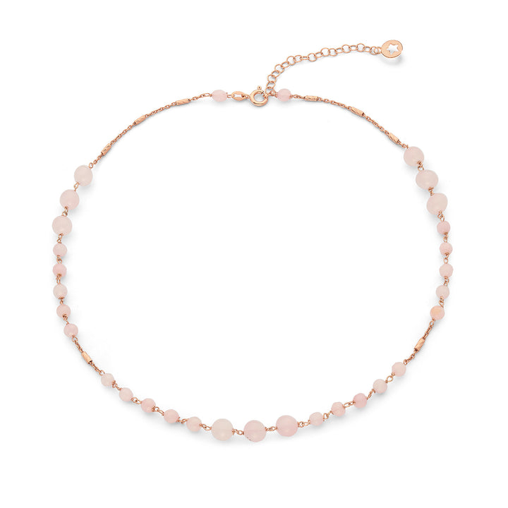 Comete Girocollo Argento 925‰ con Quarzo rosa e Giada colorata GLA279