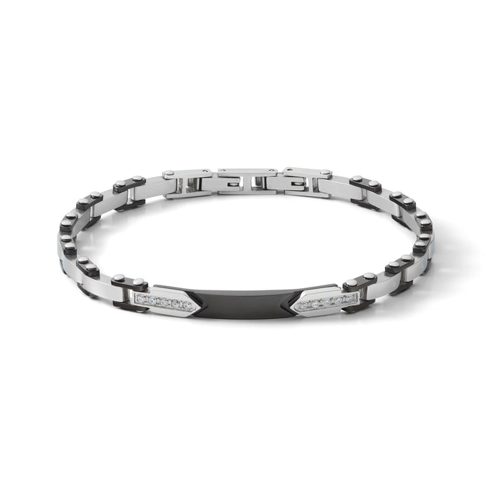 Comete Bracciale in Acciaio Pvd nero e zirconi bianchi UBR1061