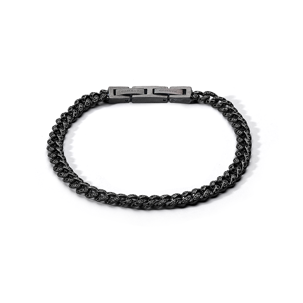 Comete Bracciale in Argento 925‰ rutenio, acciaio pvd nero, zirconi neri UBR1291M20