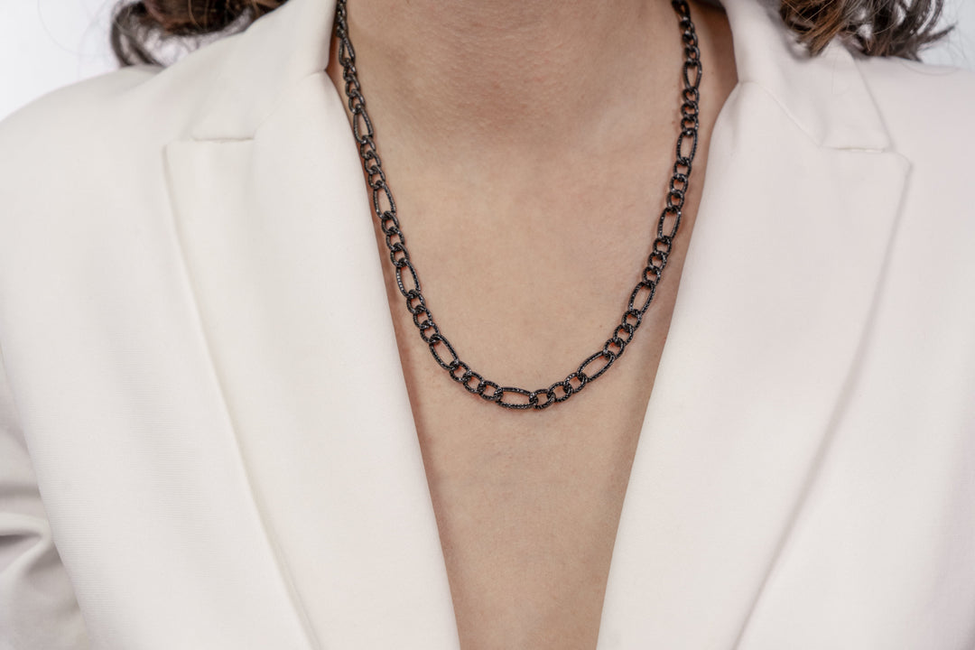 Comete Collana in Argento 925‰ rutenio, zirconi neri UGL765