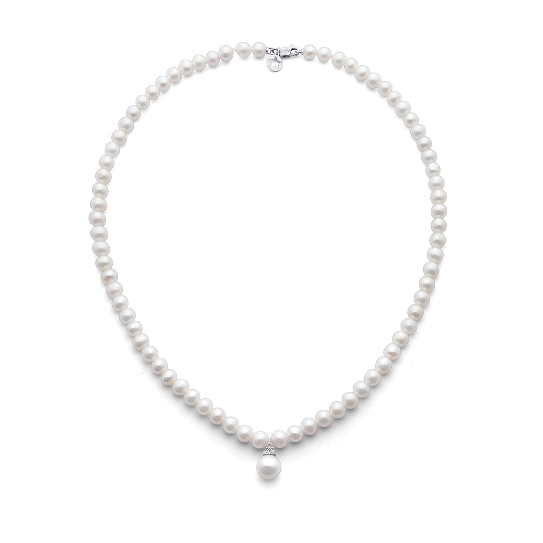 Comete Girocollo Filo Perle in Oro 750 ‰ e Diamanti FWQ376