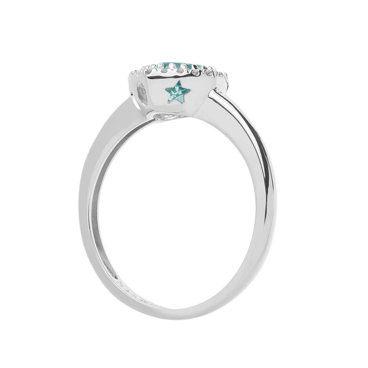 Comete Anello in Oro Diamanti e Acquamarina Cuore ANQ313