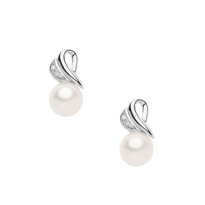 Comete Orecchini Perle con Diamanti in Oro bianco Cuore ORP761