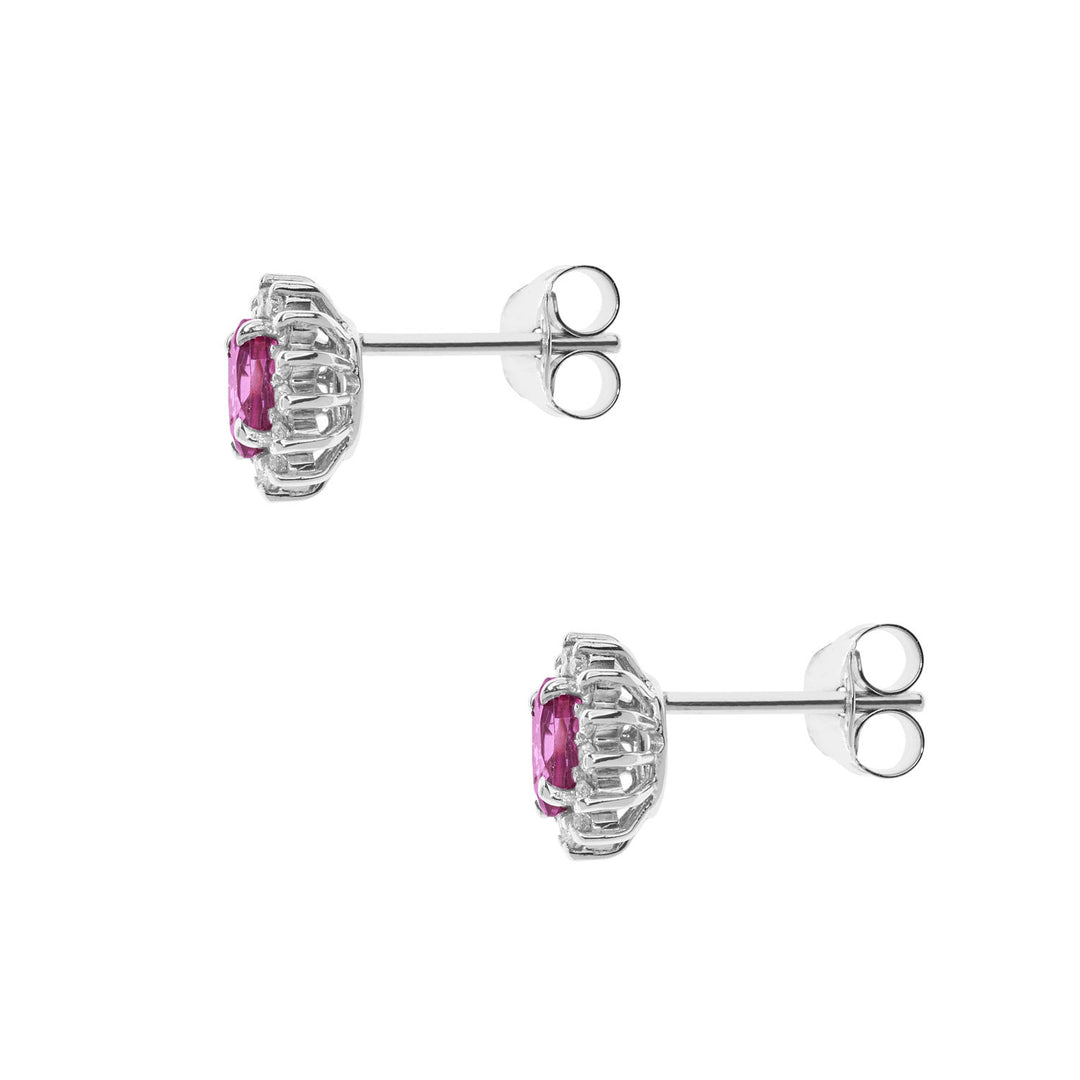 Comete Orecchini in Oro Diamanti e Topazi Rosa ovali ORB1039