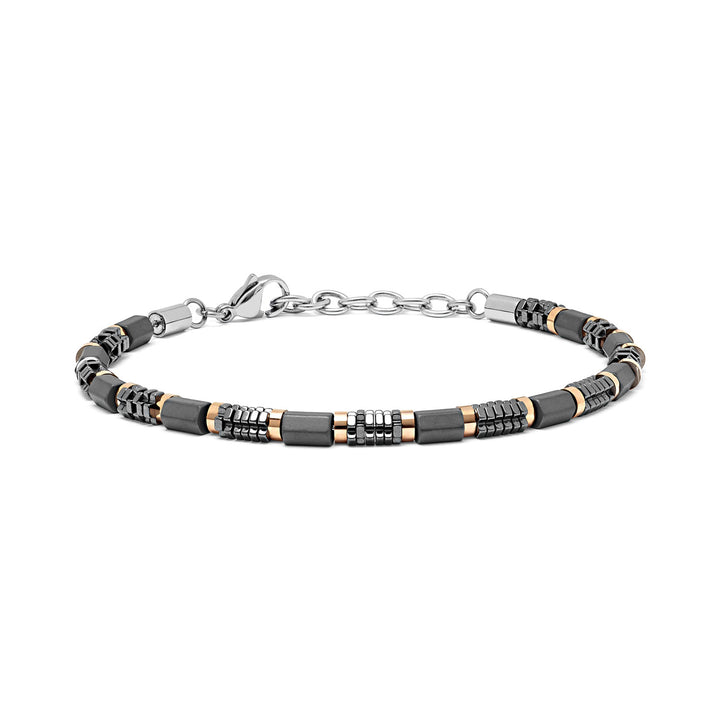 Comete Bracciale in acciaio con ematite e Pvd nero e rosè UBR968