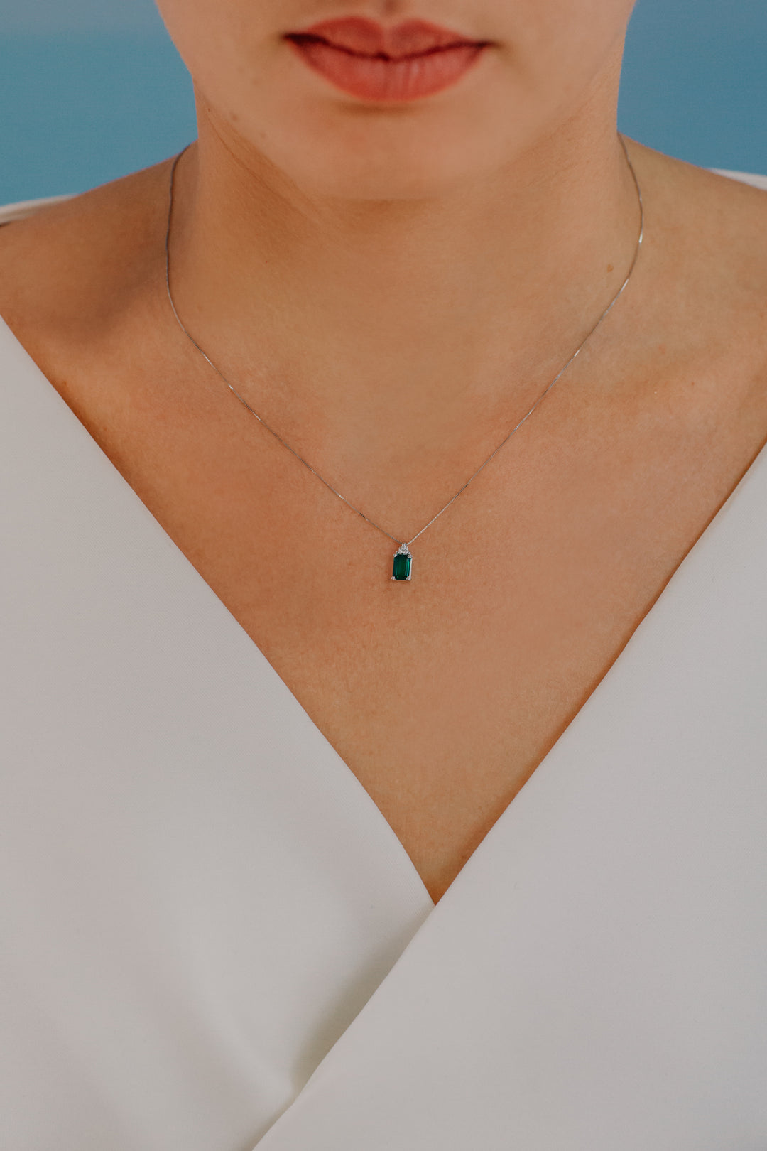 Comete Collana in Oro Diamanti e Smeraldo Ottagonale GLB1438