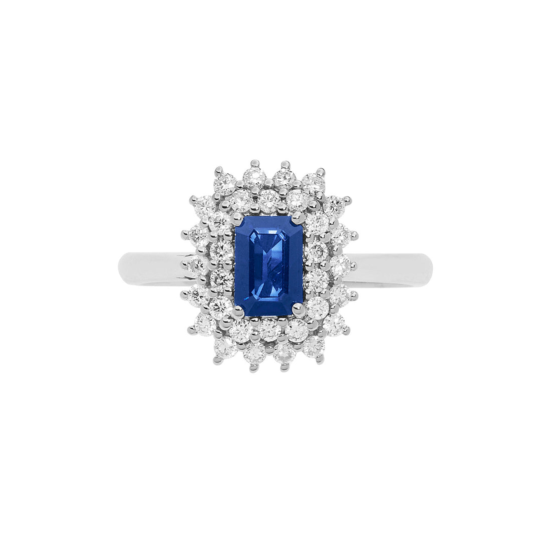 Comete Anello in Oro Diamanti e Zaffiro ottagonale ANB2623
