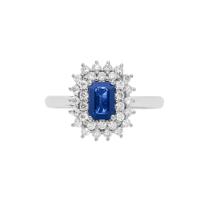Comete Anello in Oro Diamanti e Zaffiro ottagonale ANB2623