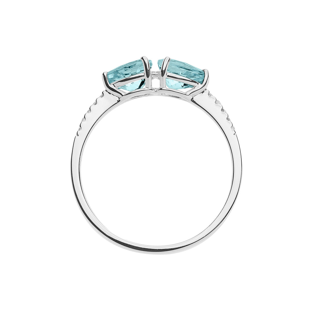 Comete Anello in Oro Diamanti e Acquamarina Goccia ANQ328